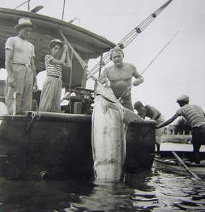 Ernest Hemingway Landing Large Marlin in Cuba